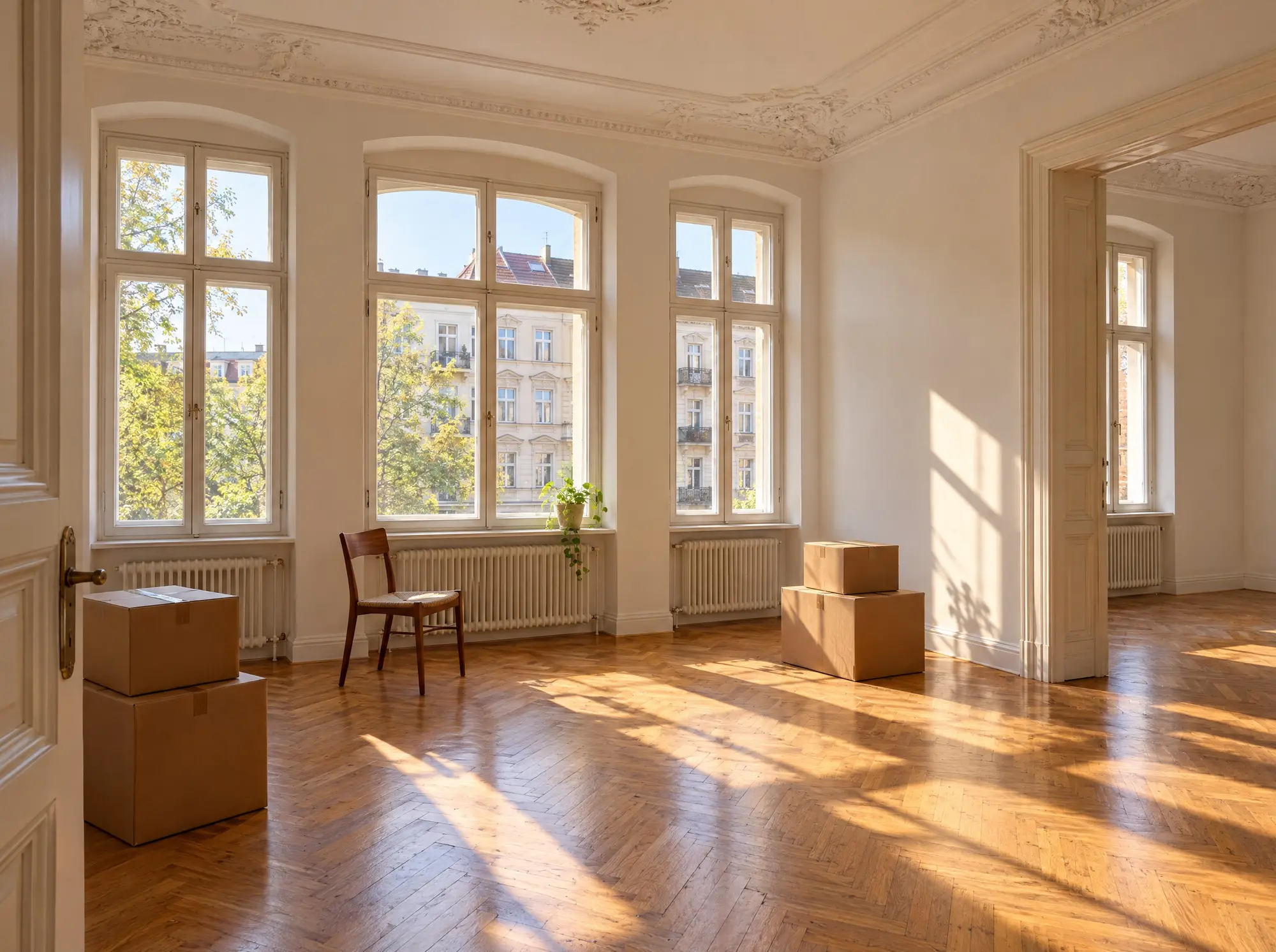 A sunlit Berlin apartment on moving-in day