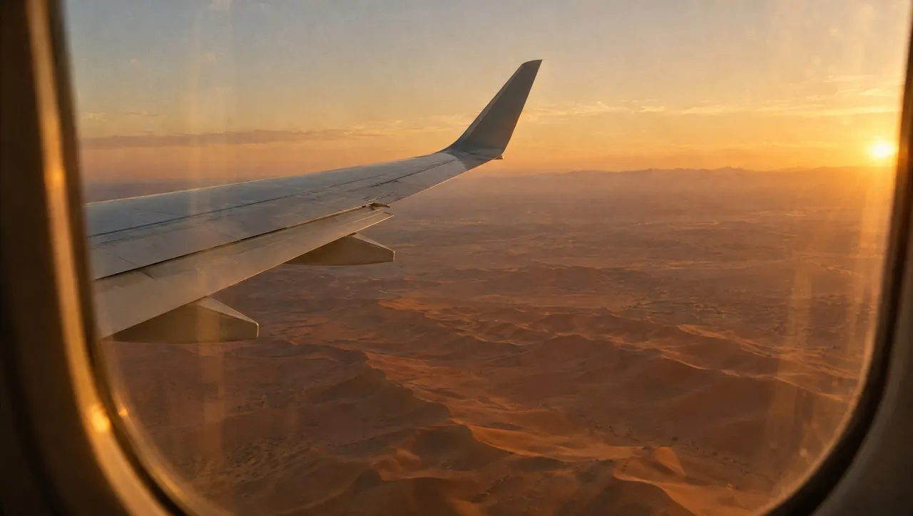 Desert seen from an airplane window